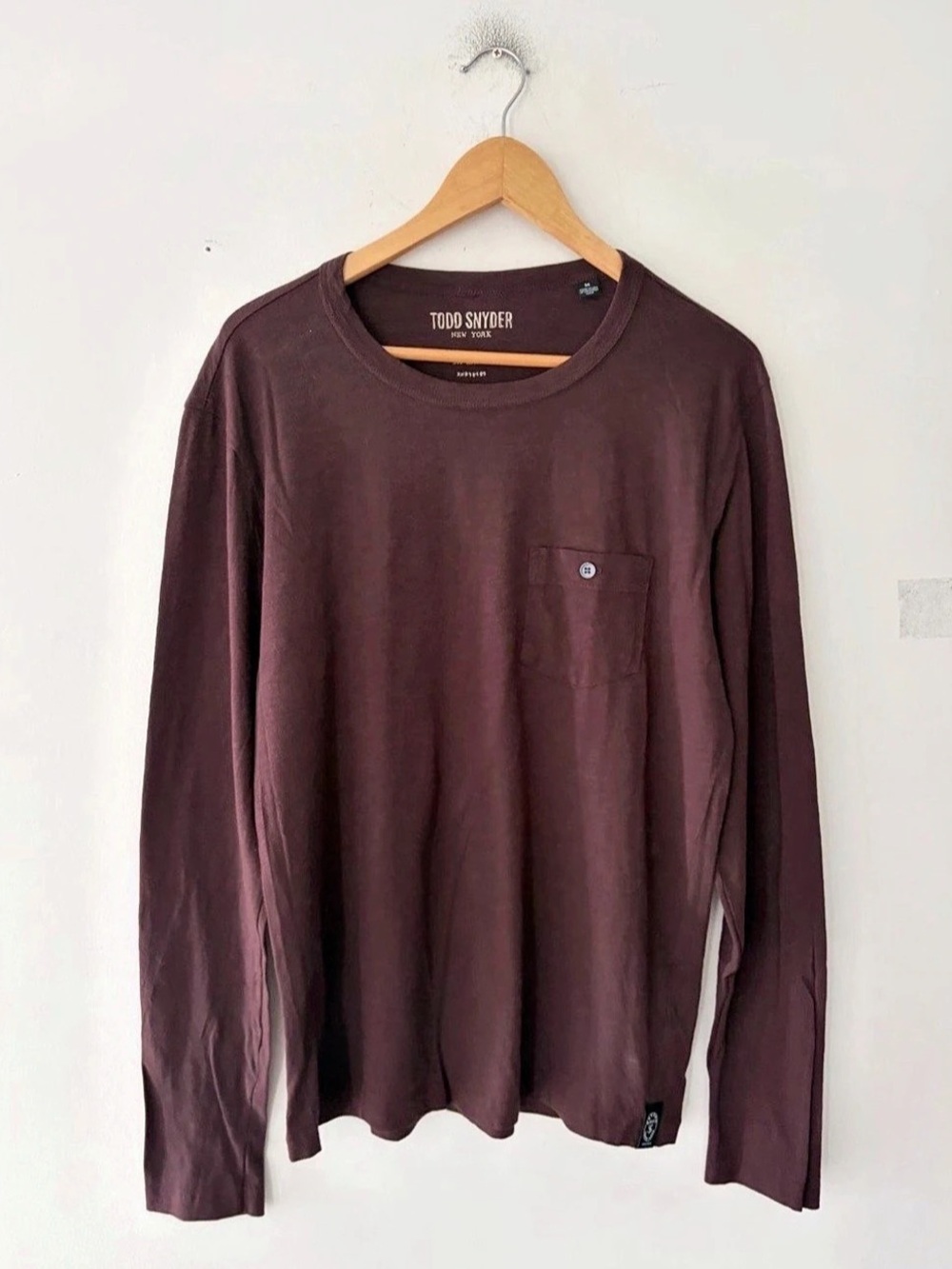 Todd Snyder Long Sleeve Pocket Tee in Purple Size Medium